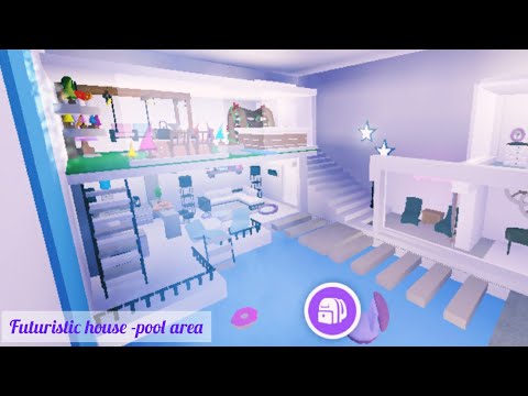 Futuristic House Pool Area Tour 1 5 Roblox Adopt Me Build Ambercrystal Youtube - new futuristic house with indoor pool balcony roblox adopt me