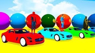 LEARN COLOR Sport Cars Jump for Children w Spiderman Superheroes Cartoon for Kids