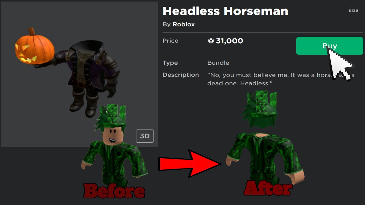 Buying Headless For 31k Robux! (Roblox!) - YouTube