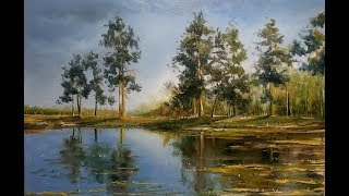 🎨 Landschaftsmalerei in Öl / See / Ölgemälde / Künstler Aleksandr Grigorev
