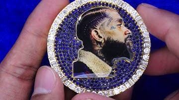 Nipsey Hussle Flipping Picture Pendant 55 Grams 15 Carat Diamonds