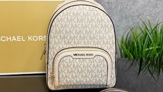 Распаковка рюкзака MICHAEL KORS Jaycee Extra-Small Signature Logo Backpack (lt cream multi)