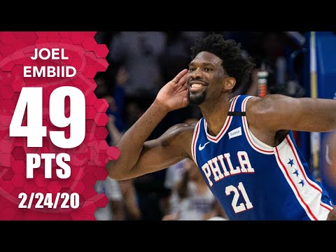 Joel Embiid celebrates career-high 49 points with Milly Rock vs. Hawks | 2019-20 NBA Highlights