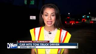 Tow truck driver hospitalized after being hit by car on SR-125