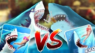 HUNGRY SHARK WORLD vs HUNGRY SHARK EVO - New Megalodon VS Old Megalodon Gameplay