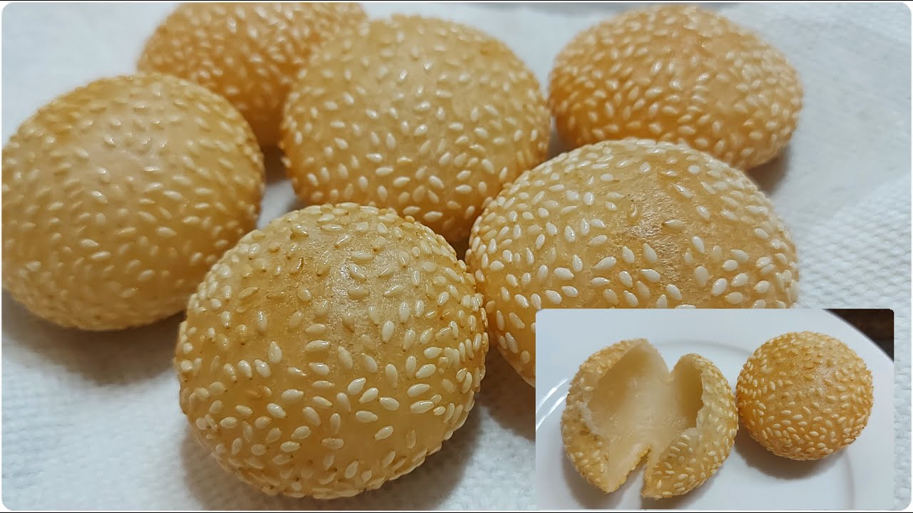 Chỉ với 3 nguyên liệu để làm bánh rán mè của nguời Hoa này, đơn giản mà ...