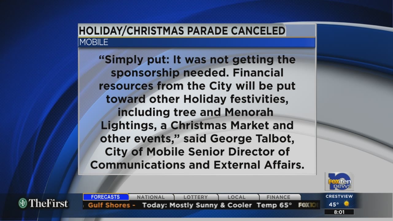 Mobile Christmas Parade Cancelled