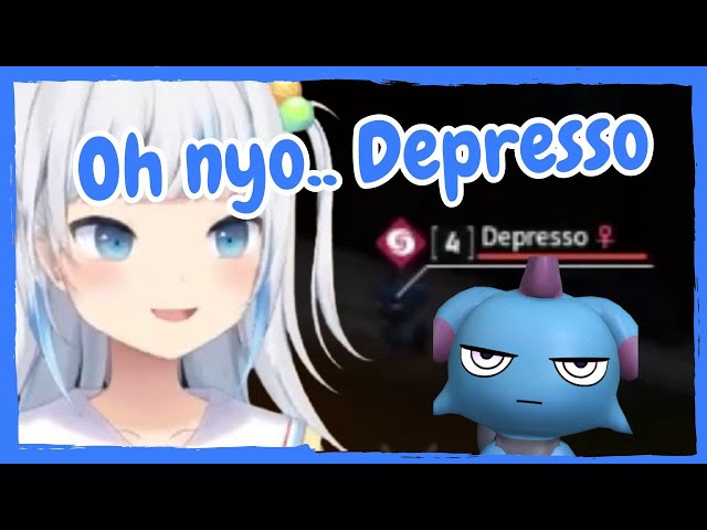 Gura reacts to Depresso and taunts it【Hololive Clips】 class=