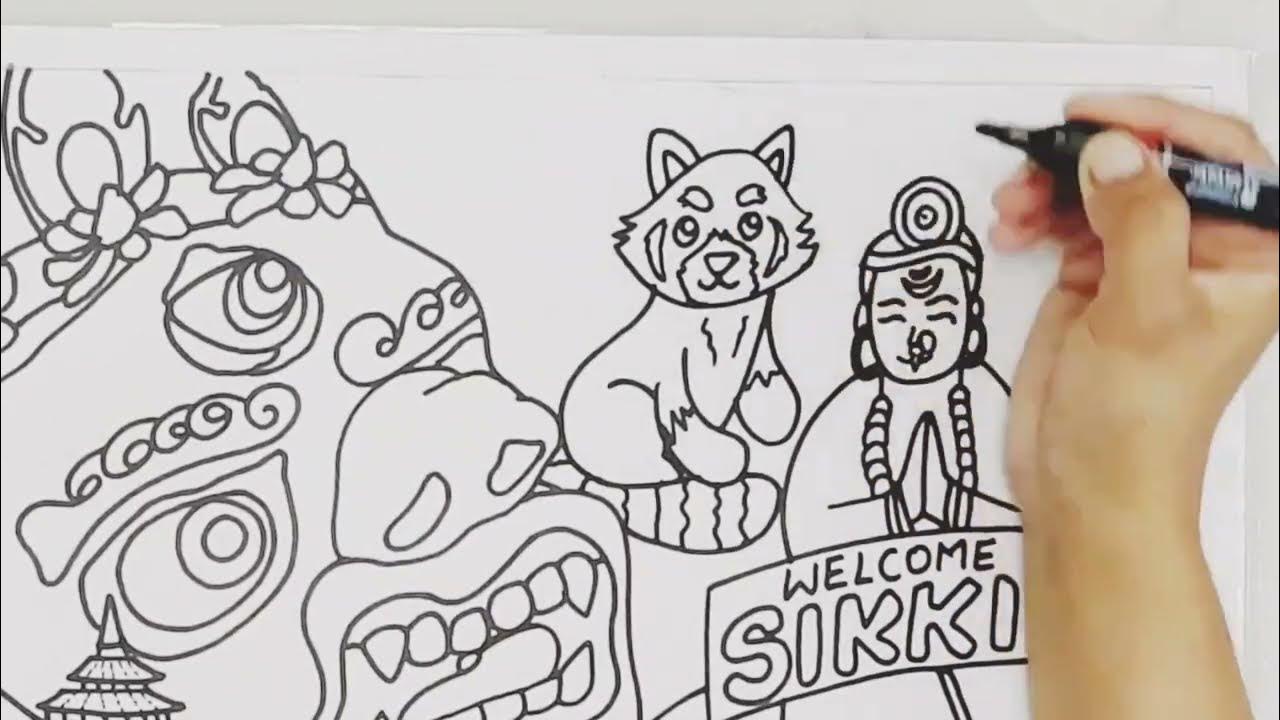 Sikkim culture drawing poster on sikkim sikkim activity sikkim mask