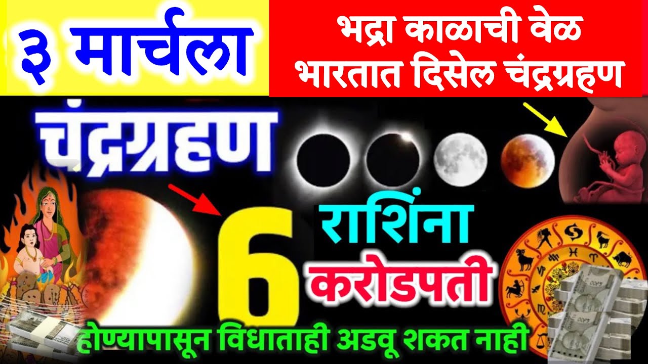 तब्बल ४१२ वर्षांनंतर ०३ मार्च २०२६ चे पहिले चंद्र🌒ग्रहण खुपच प्रभावशाली या ६ राशि होतील💰करोडपती.!