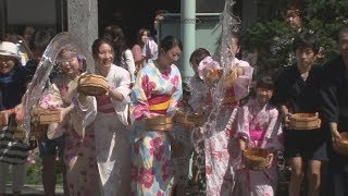 ８００人が打ち水 銀座のホコ天に涼しい風
