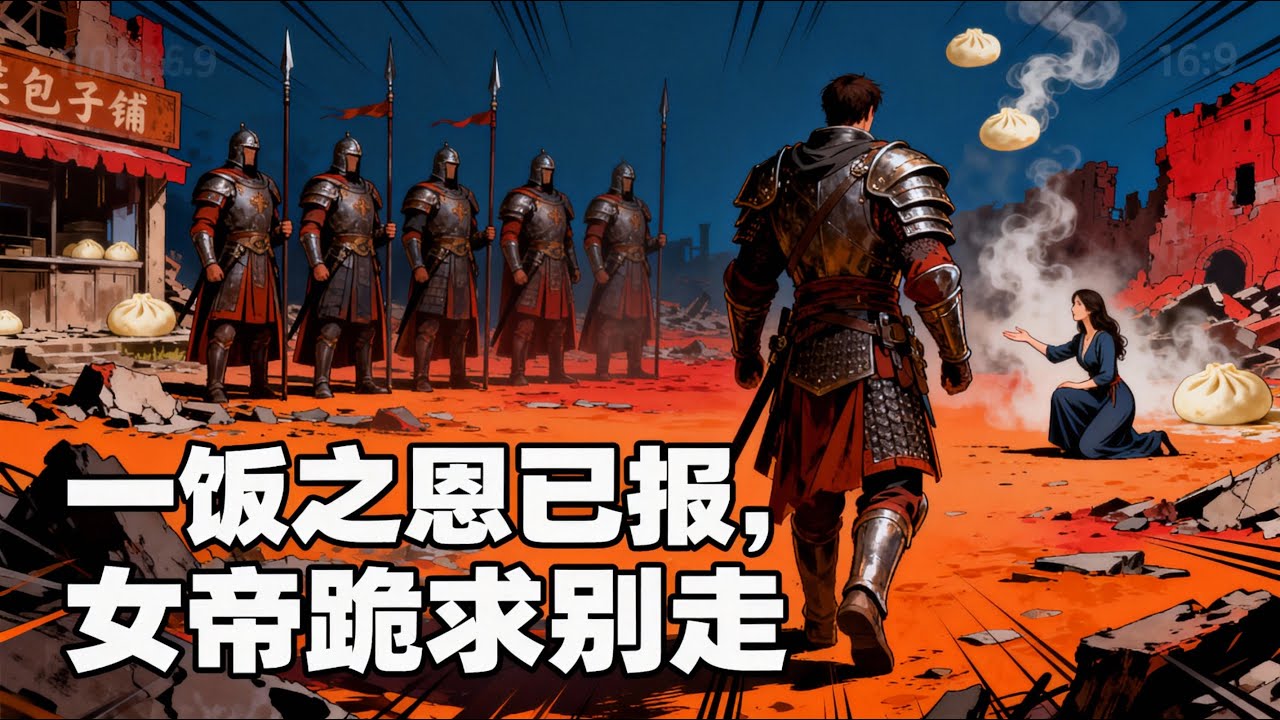 《一飯之恩已報，女帝跪求別走》當年一個包子救我一命，我助她登基稱帝，如今她卸磨殺驢通緝我，卻不知我早已抽得五支史詩軍隊，這皇位該換人坐了！