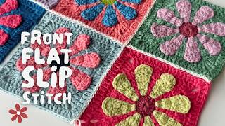 how to crochet: front flat slip stitch tutorial for joining granny squares