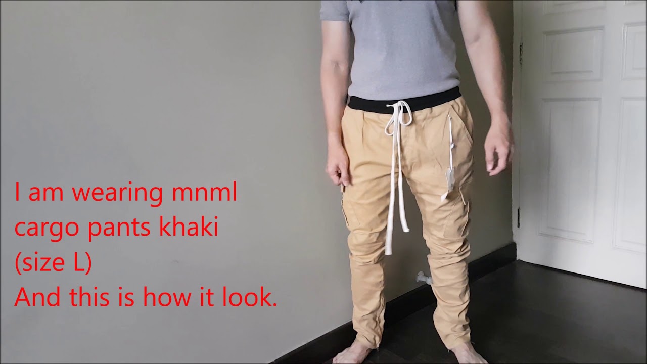 mnml cargo pants size comparison - YouTube