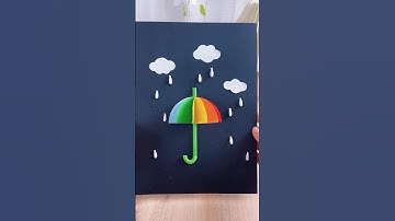 Làm tranh chiếc ô đáng yêu từ giấy màu, ống hút, tăm bông #handmade #choicungcon #thucong