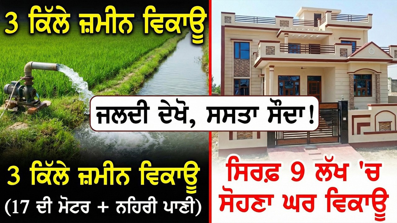 3 ਕਿਲੇ ਜਮੀਨ ਵਿਕਾਊ 17 ਦੀ ਮੋਟਰ ਤੇ  ਨਹਿਰ ਦਾ ਪਾਣੀ ਤਕਸੀਮ ਟੱਕ ਤੇ 9 ਲੱਖ ਚ ਘਰ ਸੇਲ ਕਰਨਾ ਬਹੁਤ ਸੋਹਣਾ ਬਣਿਆ