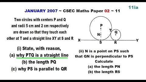 Paper2-CSEC-MATHS-392 ~ Circle Geometry & The Tangent-Radius Theorem, PTQ ~ January 2007 Number11ia
