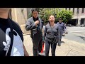 Psycho karen comes up aggressively with axe stop filming police called 