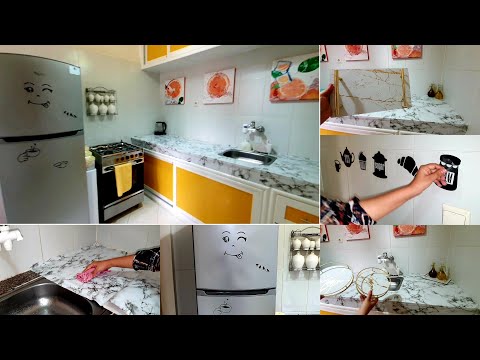 تغييرات في المطبخ ركبت ورق الرخامة والنتيجة طوب اخر المشتريات في الأواني التاويل وبتمن رخيص