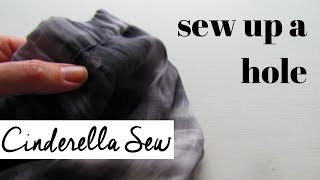 How to sew up a hole in clothing. easy way stitch closed. repair pants
with hand sewing. no sewing machine needed. all you need is need...