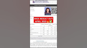 NIOS RESULT OUT 2025 | NIOS APRIL EXAM Result Check | kriscapeducation | #shorts #result#nios#result