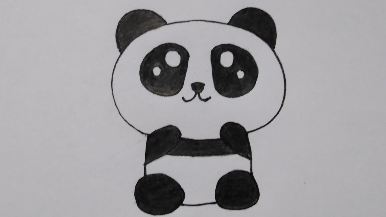 สอนวาดรูปหมีแพนด้าน่ารักแบบง่าย|Drawing​ A Cute Panda Easy | My Sky  Channel. - Youtube