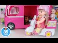 Baby doll Pink Camping BUS and kitchen cooking toys doctor hospital play house story | 토이몽 TV