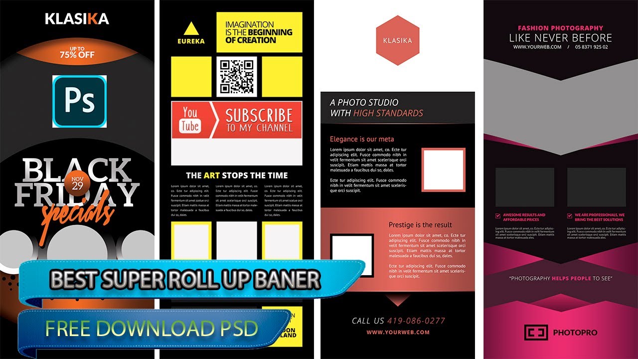 Best Roll up Banners PSD File Bundle Photoshop || Yousuf Graphics - YouTube