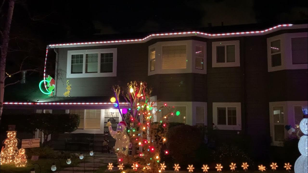 Permanently Mounted LED House Roofline Xmas Lights Animated Grinch with Xlights + WLED on