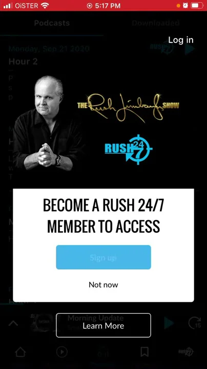 How to find Rush Limbaugh podcasts in the app?