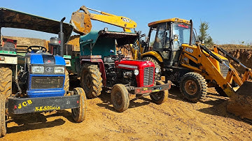 JCB 3dx Xpert Backhoe Loading Red Mitti in Tractor Massey 1035 Eicher 380 | Mahindra 275 Di Tractor