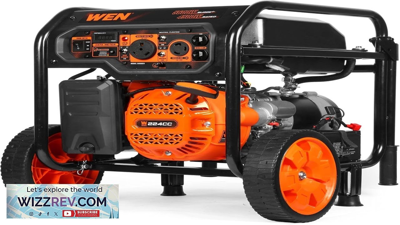 Портативный генератор WEN 5600 Вт с электростартером, 224 куб. см, с переключателем и возможность...