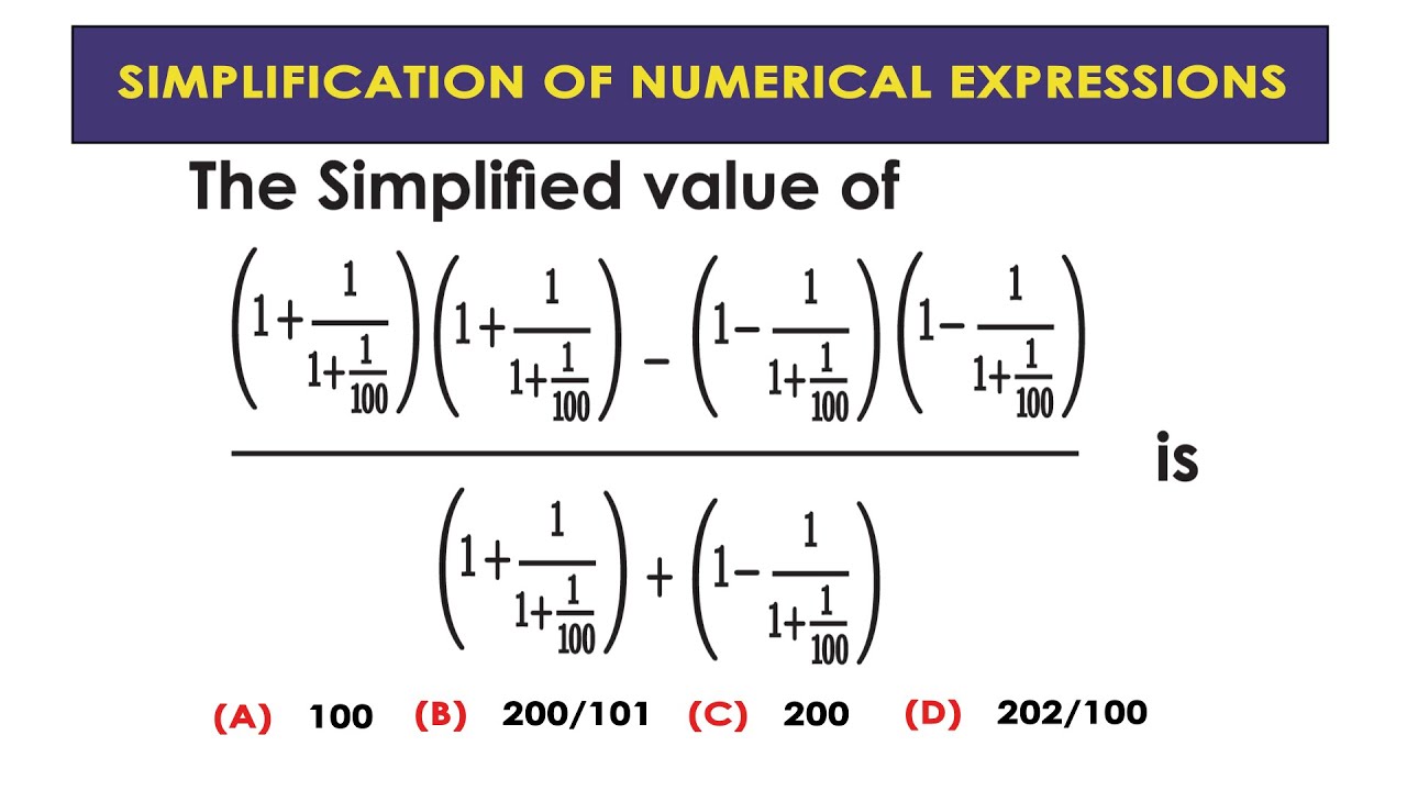 simplification of numerical Expressions |qns1| maths Olympiad | Algebra ...