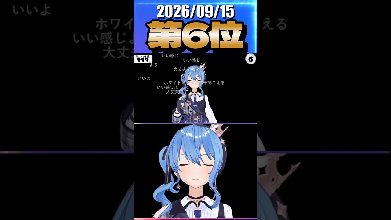 9/15 草コメント数ランキング第6位 #星街すいせい 0時間6分ごろ
