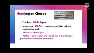 MNEMONIC : Trinucleotide Repeat Disorder (Huntington , Fragile X.......)