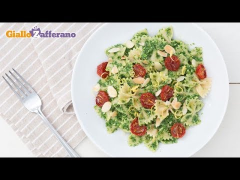 Pasta with Rocket and Lemon Pesto with Confit Cherry Tomatoes