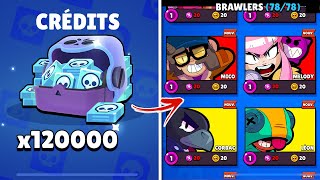 je DÉPENSE 120’000 CRÉDITS pour DÉBLOQUER les 78 BRAWLERS sur un COMPTE 0 TR (Guide Brawl Stars)