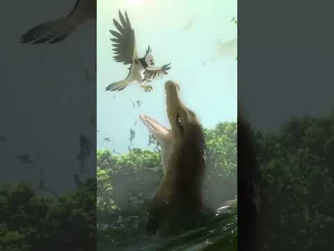 crocodile eats a bird