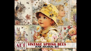 Vintage Spring bees junk journal kit
