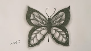طريقة رسم فراشة بقلم رصاص   How to draw a butterfly