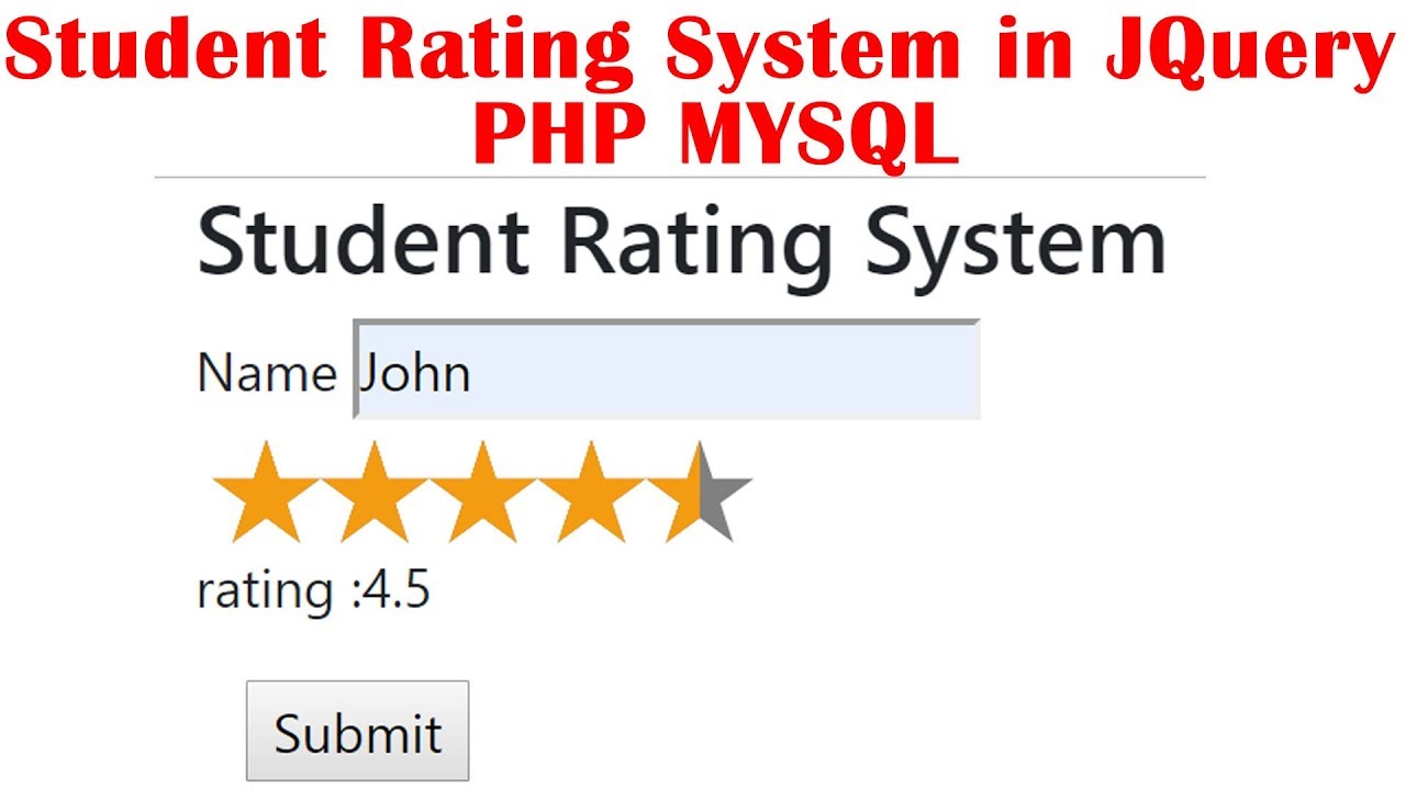 Star Rating System In Jquery Php Mysql