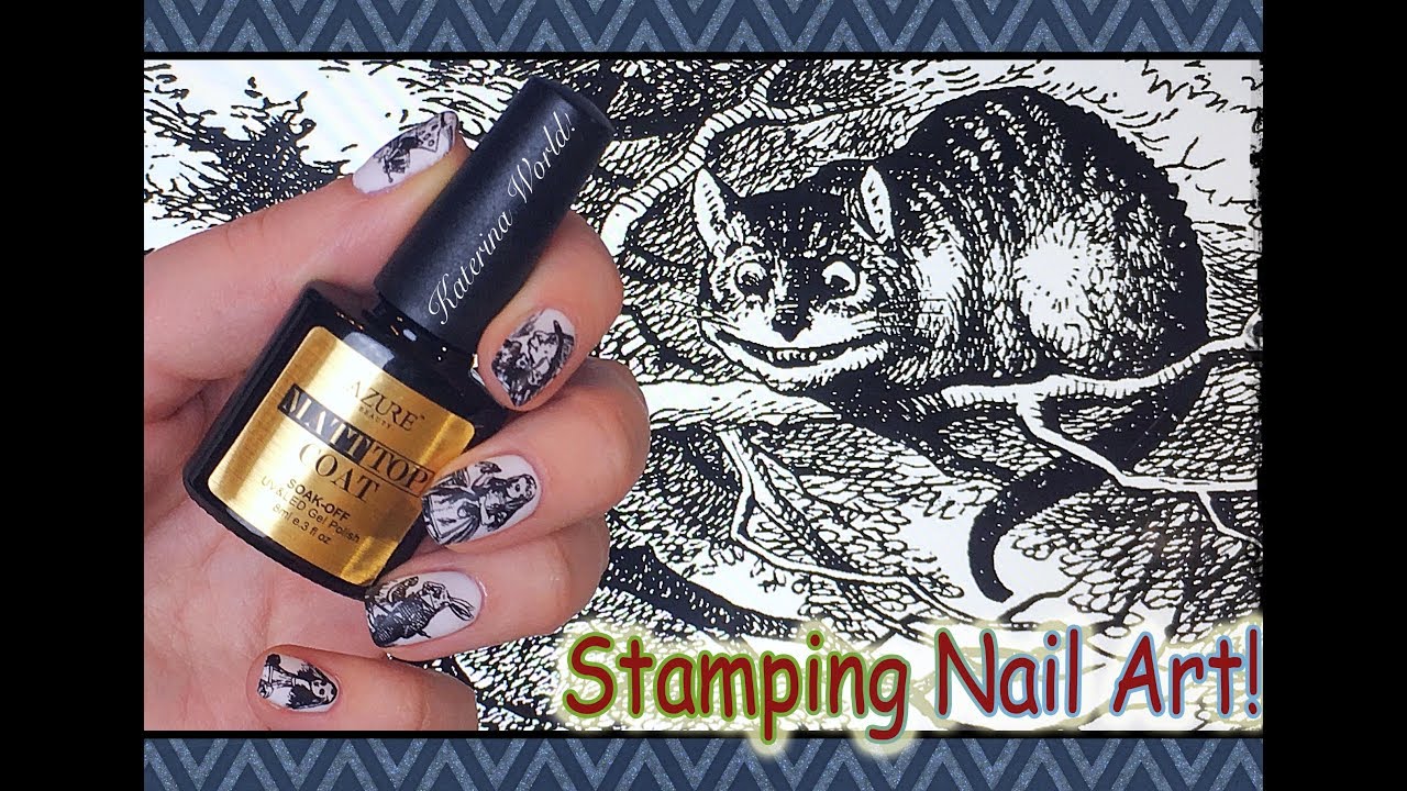 Стемпинг Алиса пластиной Аlice 09 MoYou London.Матовый топ Azure ...