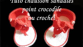 TUTO CHAUSSON SANDALES AU CROCHET POINT DE CROCODILE FACILE