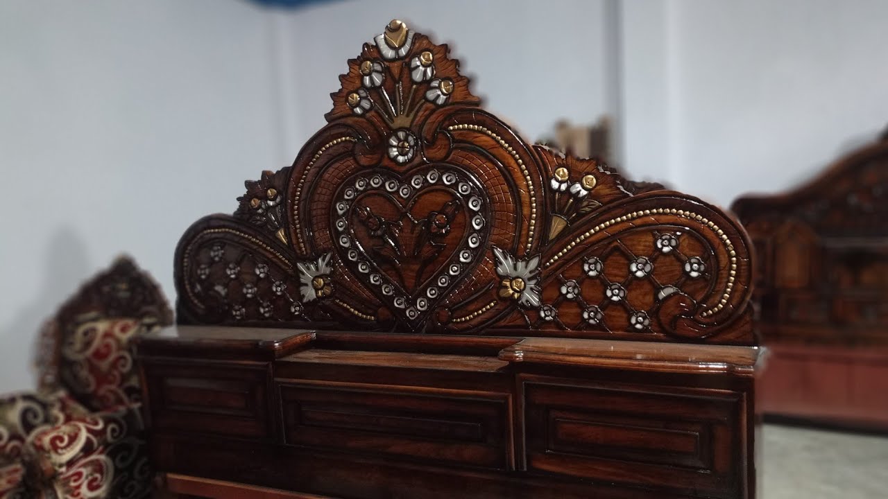 complete wooden bed set with glass side tables - bed design 2025