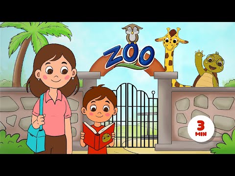 Learning Wild Zoo Animals. Funny Educational Cartoon for Kids. English Nursery Rhymes and Songs