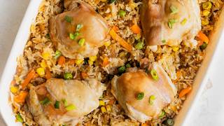 Baked Chinese Chicken & Rice #onepotmeal