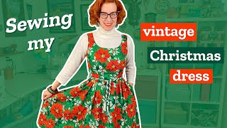 I sewed a festive vintage dress for Christmas (with vintage fabric!) 🎄