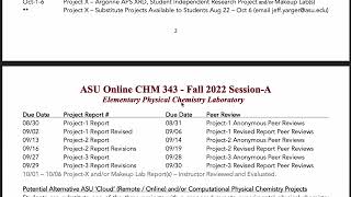 ASU Online CHM 343 (Physical Chemistry Laboratory) Fall 2022 - Introduction & Syllabus Overview