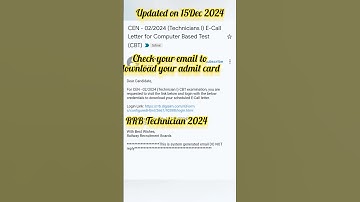 RRB Technician Exam Admit Card out #rrbexam #railway #railwaytechnician #shorts #viral