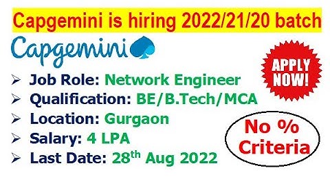 Capgemini is hiring 2022/2021/2020 batch | No % Criteria | All branches eligible | Salary: 4 LPA